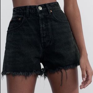 Zara high rise denim cutoff shorts black